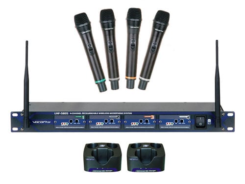Wireless 4 Channel UHF Mic System
