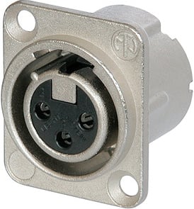 DLX Series 3-Pole XLR Female Receptacle with Solder Cups, Nickel Housing and Silver Contacts