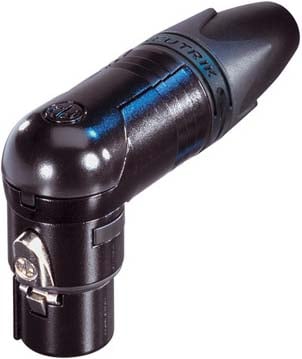 RX Series 4-Pin XLR Female Right Angle Connector (Black Metal Housing, Gold Contacts)