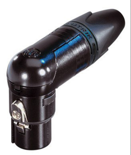 RX Series 6-Pin XLR Female Right Angle Connector (Black Metal Housing, Gold Contacts)