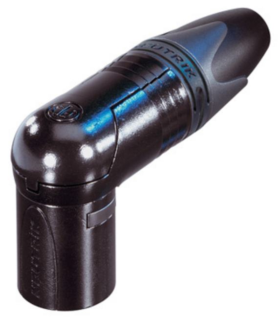 RX Series 6-Pin XLR Right Angle Male Connector with Metal Black Housing and Gold Contacts