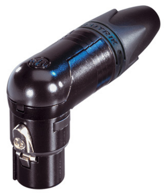 RX Series 7-Pin XLR Right Angle Female Connector with Black Metal Housing and Gold Contacts