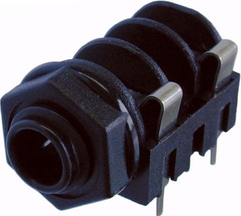 1/4" Mono Switched Jack (with Straight PCB Pins)