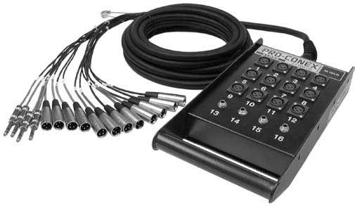 20Ch Snake with 16 XLR Sends x 4 TRS Returns, Fan to Box, 100 ft.