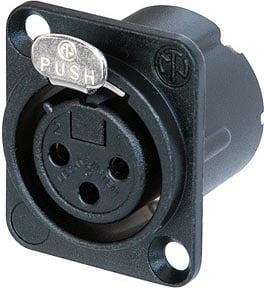 3-Pin DLX Series Female XLR Receptacle (Solder Cups, Black Metal Housing, Gold Contacts)
