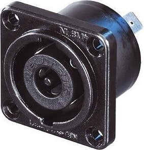 STX Series 8-Pin Male Speakon Chassis Connector (Black Chrome Metal Housing, 1/4" Flat Tabs)