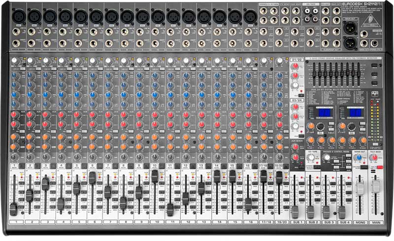 24-Channel 4-Buss Mixer with 16 XENYX Microphone Preamps and 99 Digital Effects Presets