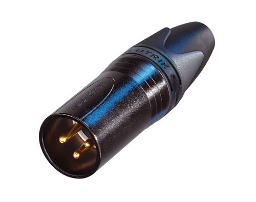 3 Pin Male XLR Cable Connector in Black with Gold Contacts