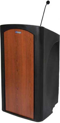 Pinnacle Multimedia Lectern with Gooseneck Microphone, Timer, XLR Output, and 2 AC Outlets