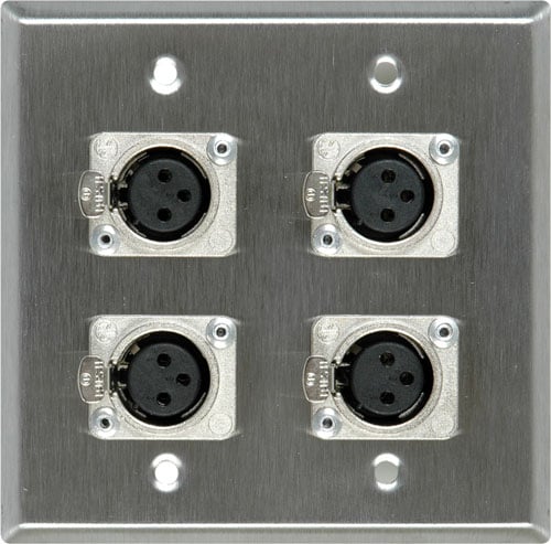 Wall Plate 2-Gang Ivory with 4 FXLR