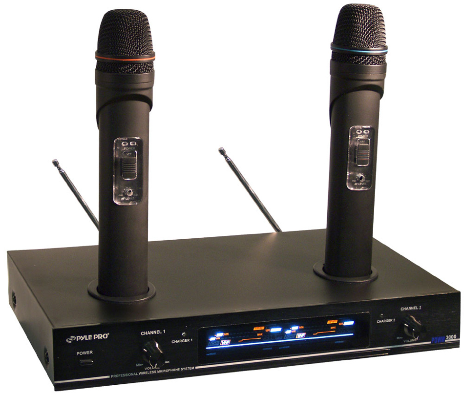 Dual VHF Wireless Rechargeable Handheld Microphone System