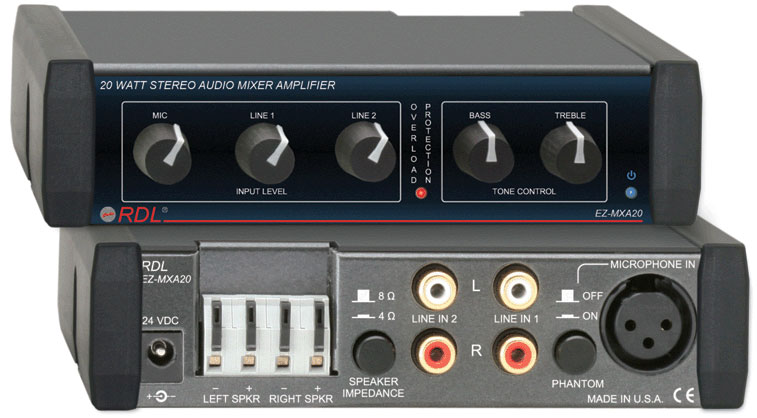 20 Watt Stereo Mixer Amp with Tone Controls