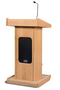 Admiral Portable Floor Lectern w/Front Speaker Grill, Microphone & Gooseneck