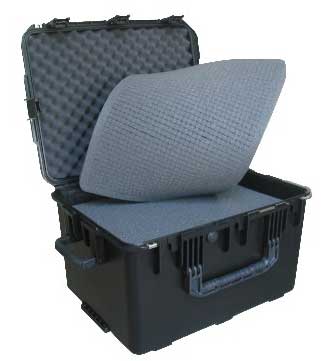 Molded 23"x17"x14" Case with Cubed Foam & Wheels