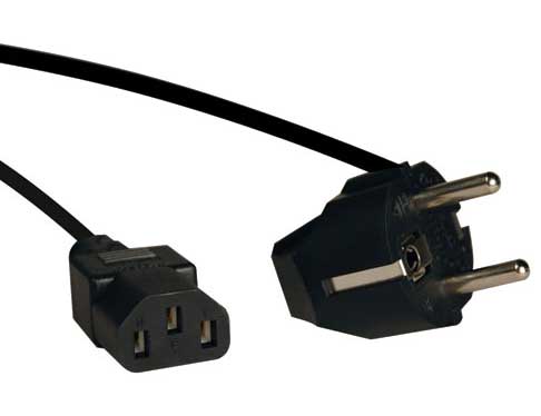 6' AC Power Cord, Schuko CEE7/7 to IEC-320-C13