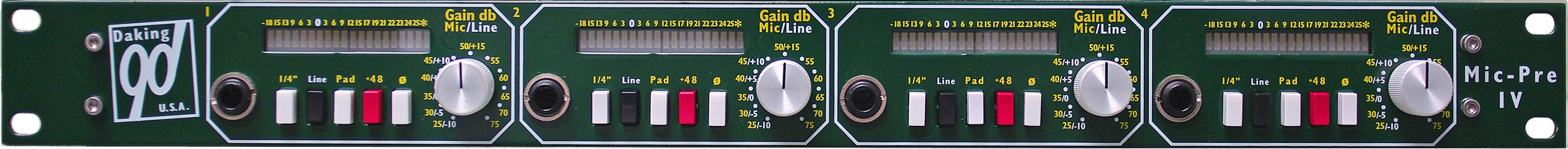 Microphone Preamp, 4 Channel, Single Rack Space