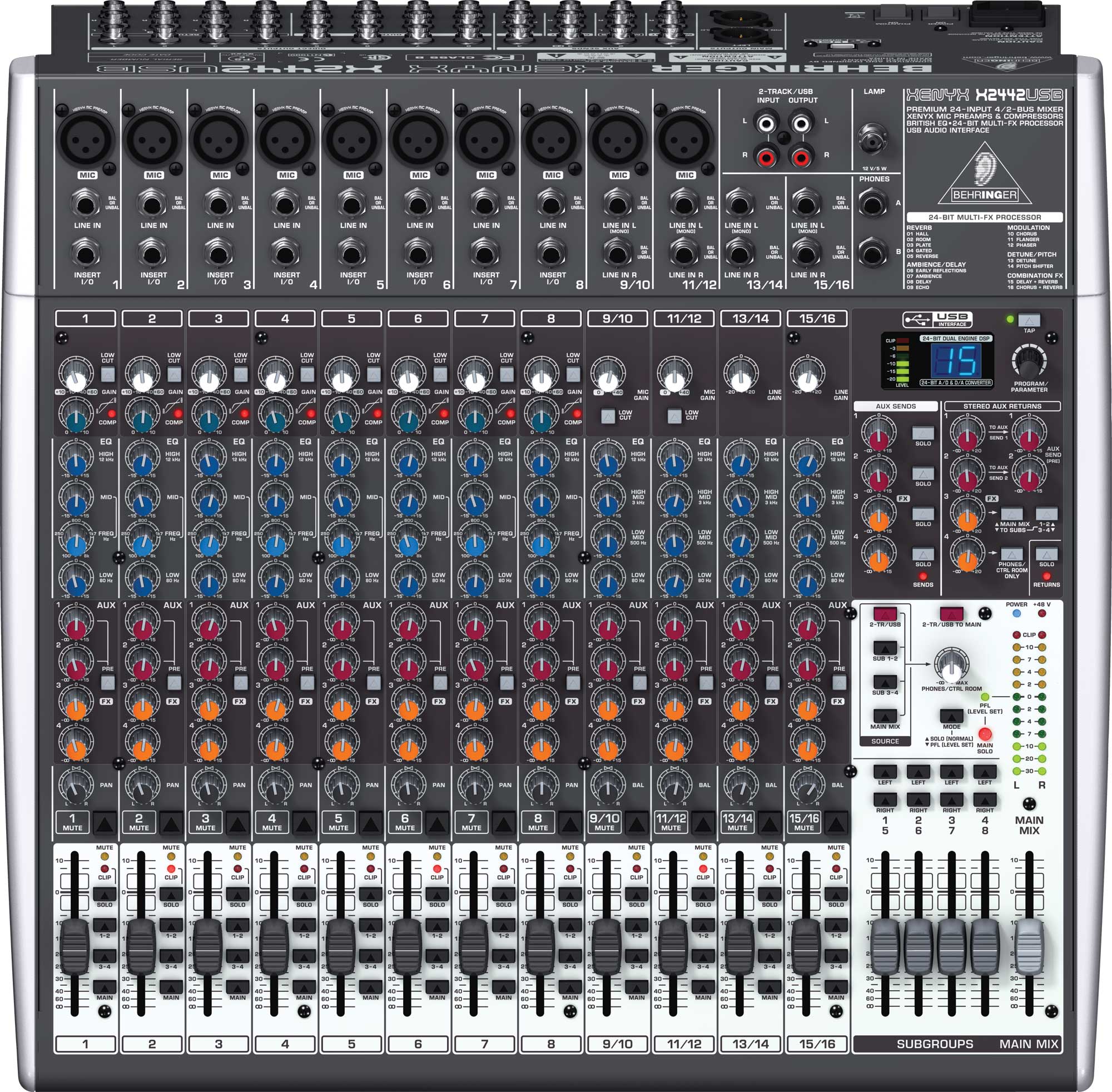 Mixer, 24 Input, 4/2 Bus, USB, energyXT2.5 Software, 24-bit Multi-FX Processor