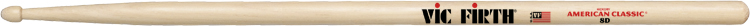1 Pair of American Classic 8D Drumsticks with Wood Tear Drop Tip