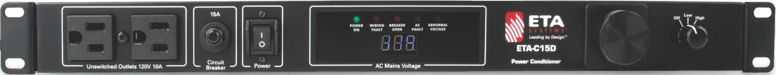 Power Conditioner, 10 Outlets (8 Rear, 2 Front), 15A, Digital Voltmeter
