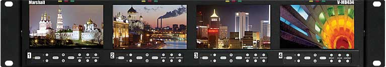 Four 4.3" Widescreen Monitors Rack Unit (with 3G/HD/SDI Inputs)