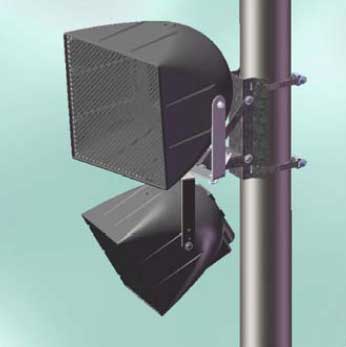 Pole Mount Bracket for One or Two Speakers with Vertical Downtilt and Left-to-Right Panning