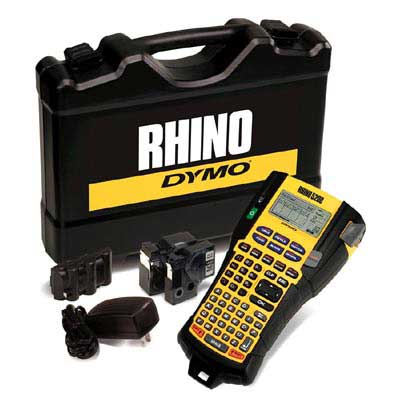 Rhino 5200 Industrial Label Printer Hard Case Kit with Li-Ion Battery, AC Adapter, and 2 Rolls of Industrial Tapes