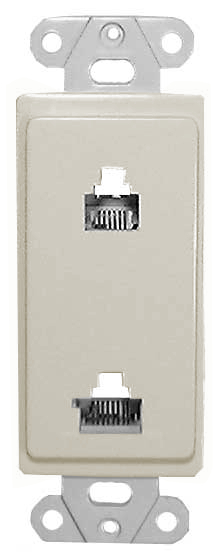 Designer Wall Plate (Dual 6 & 8 Conductor (6P6C / 8P8C) for Voice & Data) in Ivory