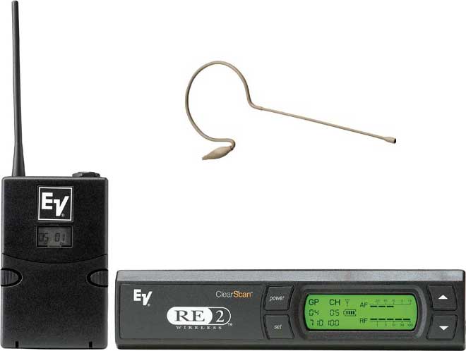 Wireless Bodypack System with RE97 Omnidirectional Condenser Headworn MiniMic in Light Beige