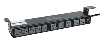 20 Outlet, 15 Amp Power Strip (with Illuminated Switch/Combo Breaker for Front 10 Outlets Only, 9 ft. Cord)