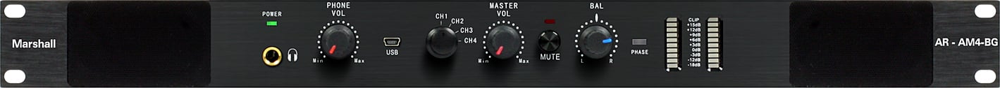 1RU Analog 4-Channel Audio Monitor (with DSP, Peak Meters)