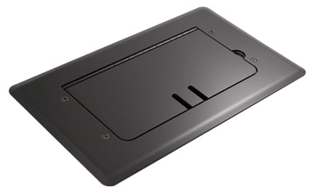 Black Self-Trimming Steel Floor Box with Cable Slots, WITHOUT Inserts