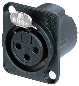 DLX Series 3-Pin XLR-F Panel-Mount Connector/Receptacle