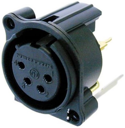 4-Pole XLR-F Panel-Mount Receptacle