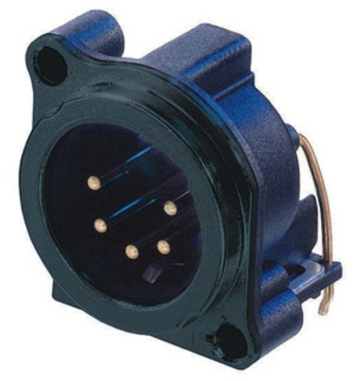 5-Pole XLR-M Panel Mount Receptacle