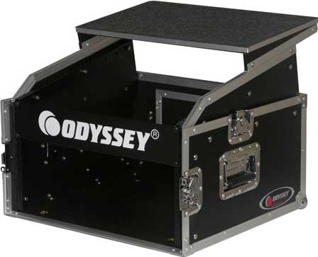 Flight Ready Series Combo Rack Case (10 RU Slanted, 4 RU Vertical, with Sliding Laptop Platform)