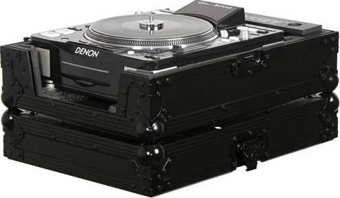 Black Label ATA Flight Case for Large Format CD Turntable/Player for DJs (with All-Black Hardware)