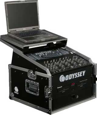 Glide Style Combo Rack Case (10 RU Slanted, 4 RU Vertical, with Sliding Laptop Platform)