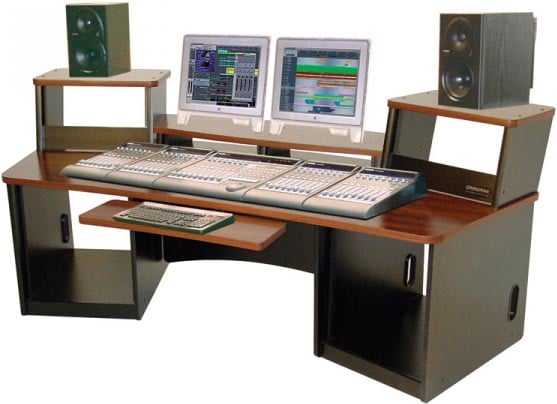 Audio/Video Workstation Desk (with Storm Cirrus Finish, 36 RU Total)