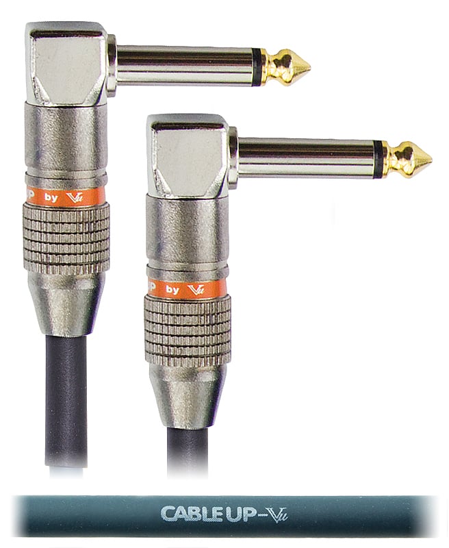 6" 1/4" Right Angle TS Male to 1/4" Right Angle TS Male Cable