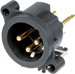 A Series 3-Pin Male XLR PCB Mount Panel Connector