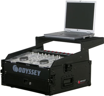 Black Label Flight-Ready Glide-Style Combo Rack, 10 RU Slanted, 2 RU Vertical