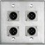 My Custom Shop WPL-2109-TB Wall Plate: 2 Gang, 4 XLR 3-pin (M) Image 1