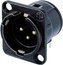 Neutrik NC3MD-H-B 3-pin XLRM Square Panel Receptacle With Horizontal PCB Mount, Black Image 1