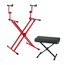 Gator GFW-5100XRED-K 2 Tier X Style Nord Red Stand With Frameworks Bench Bundle Image 1