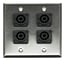 Whirlwind WP2/4 Dual Gang Wallplate With 4 XLR Punches, Silver Image 1