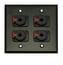 Whirlwind WP2B/4QW Dual Gang Wallplate With 4 Whirlwind WCQF 1/4" Jacks, Black Image 1