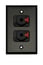 Whirlwind WP1B/2QW Single Gang Wallplate With 2 Whirlwind WCQF 1/4" Jack, Black Image 1