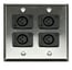 Whirlwind WP2/4FW Dual Gang Wallplate With 4 WC3F XLRF Connectors, Silver Image 1