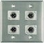 Pro Co WP2012 Dual Gang Wallplate With 4 XLRM Jacks, Steel Image 1