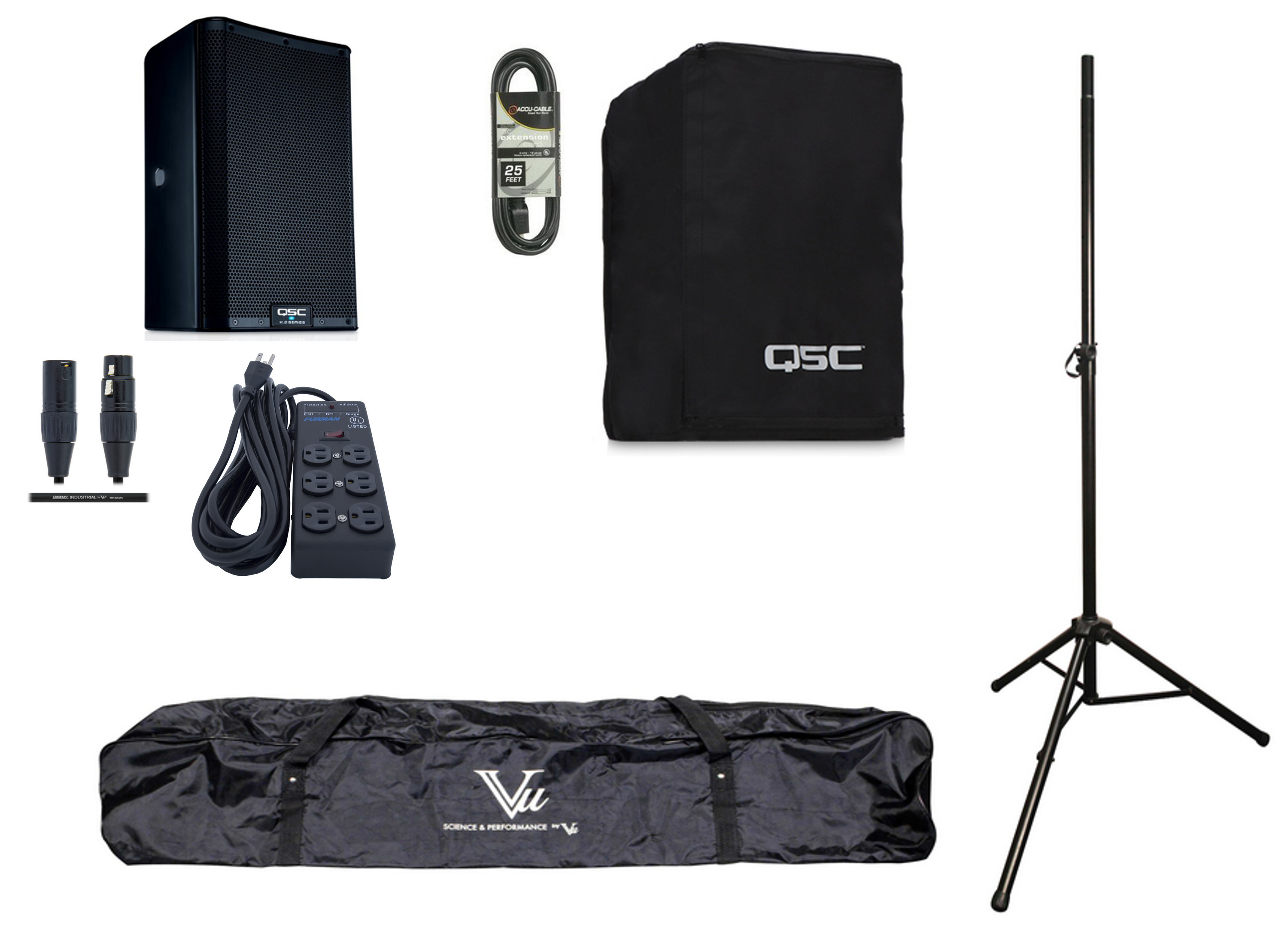 QSC K8.2 Single K Active Speaker Exclusive Bundle